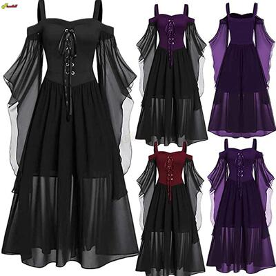 Halloween Witch Cosplay Costumes Gothic Off Shoulder Lace-up