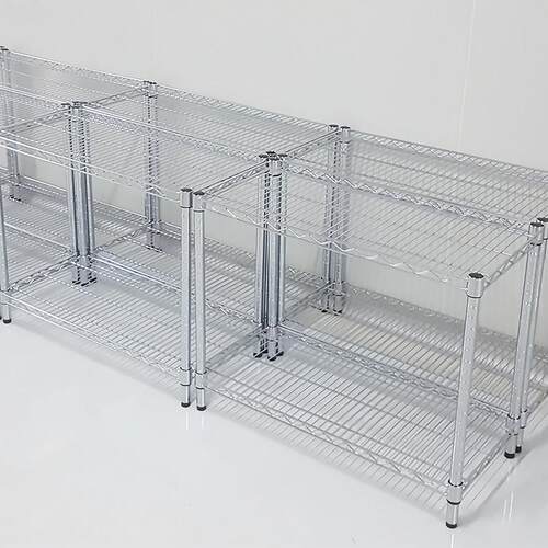 2层镀铬碳钢货架带轮子可移动周转物料架桌边置物架子线 线网置物