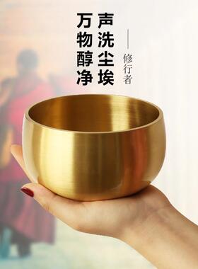 佛堂用品家用佛音钵铜罄黄铜磬法器铜钵盂静心乐器冥想钵瑜伽钵