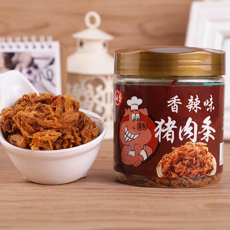 特产罐装猪肉干香辣五香猪肉条即食猪肉脯休闲零食