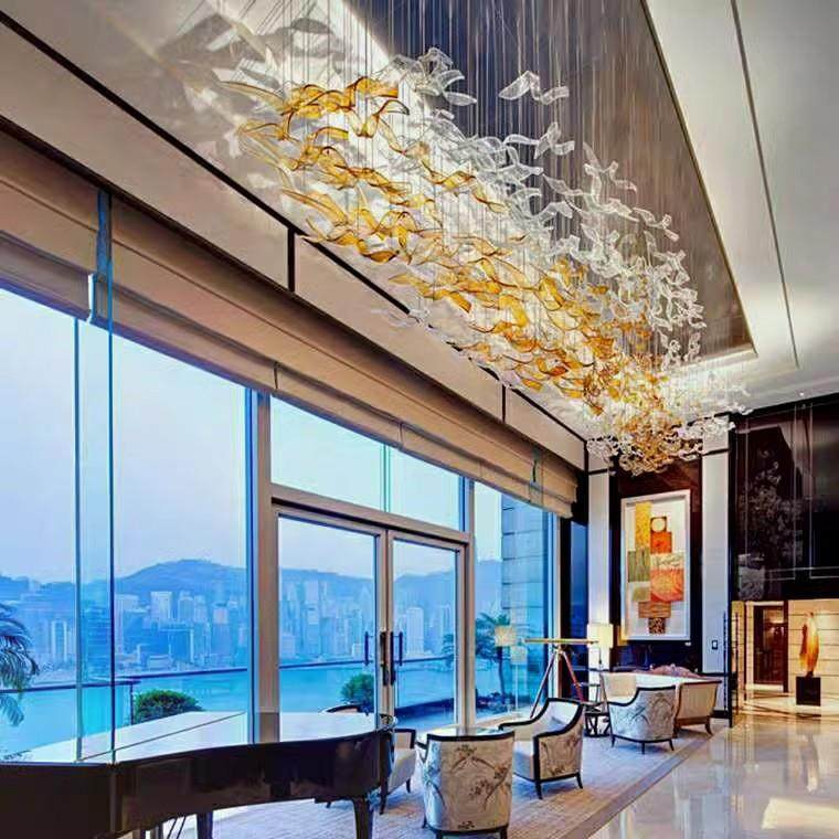 亨天挂件酒楼酒店852大堂商场艺术售楼部天工程装灯饰创花意水晶