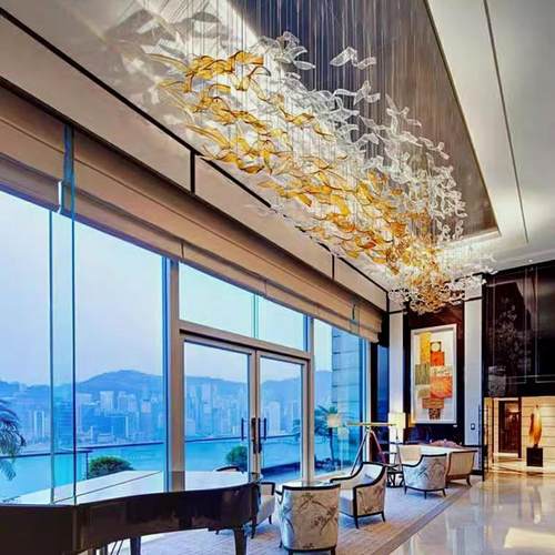亨天挂件酒楼酒店852大堂商场艺术售楼部天工程装灯饰创花意水晶