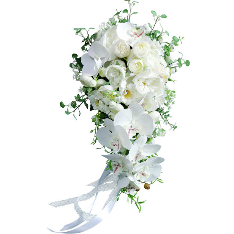结婚婚礼新娘手捧花花束仿真蝴蝶兰水滴瀑布拍照手花婚庆花艺