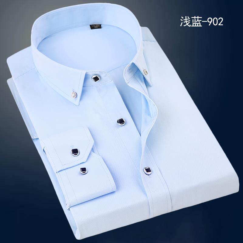 正品袖春季长哥衬年衫商务专业工作服婚礼伴郎钻石扣青大码帅底裤