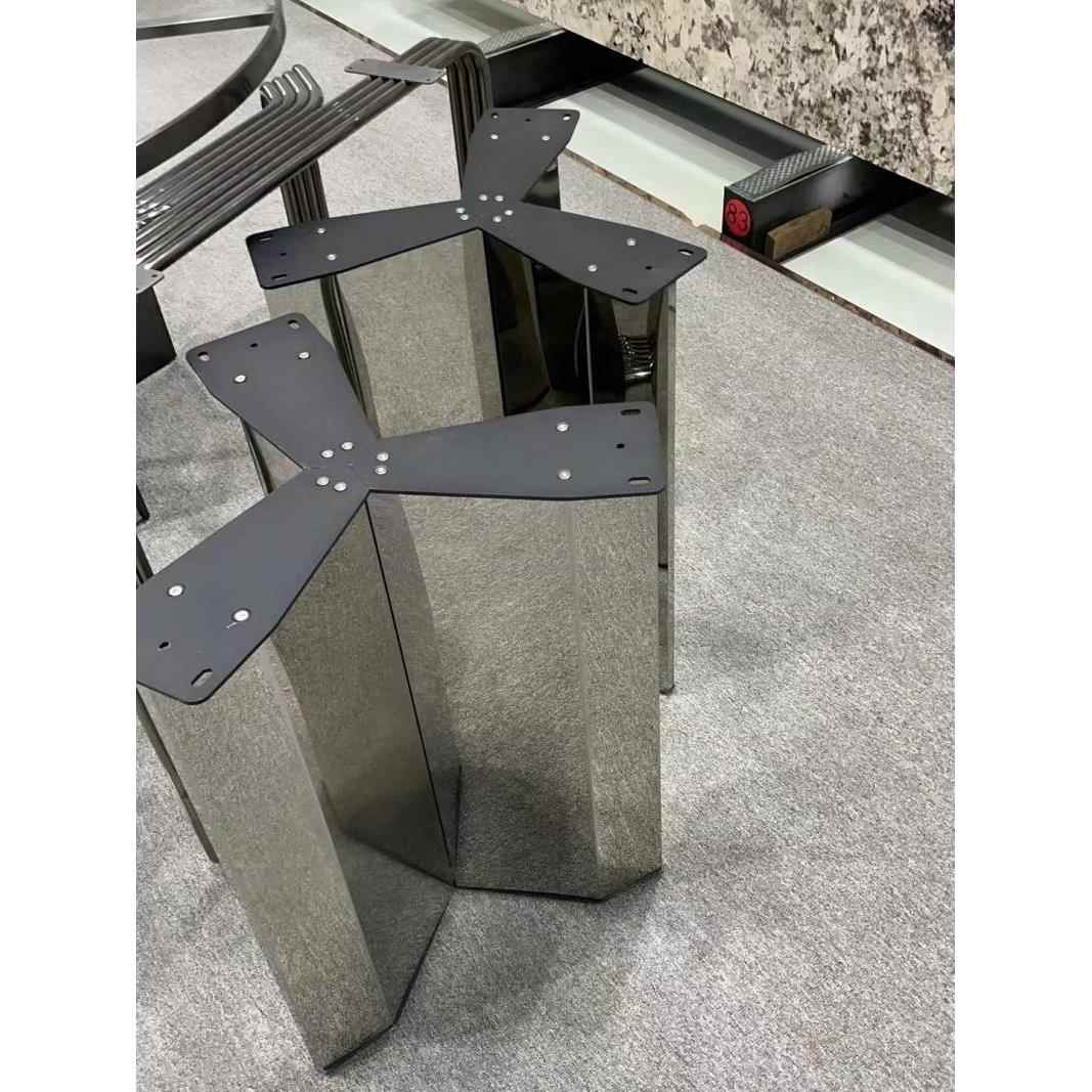 K铂亚9K圆桌支架岩板餐架桌镜石面不锈钢桌脚架子奢桌子腿大理石