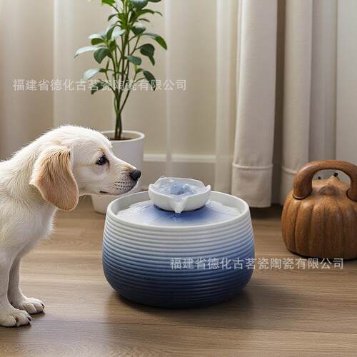 流摆水件循环水客CPC厅桌面招财陶泉瓷喷饰小型饮水器喷泉装摆件