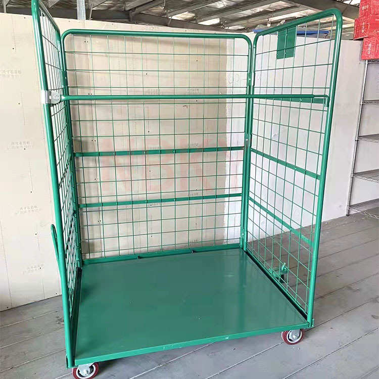 带牵引物流台车超市搬运装卸周转车网格推车仓储物流折叠笼车厂家