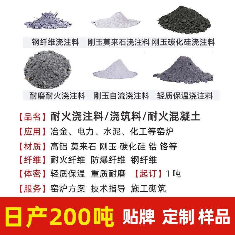 铝耐磨耐火注料浇厂家高温窑支持定制炉电锅炉炉膛用刚玉莫来石厂