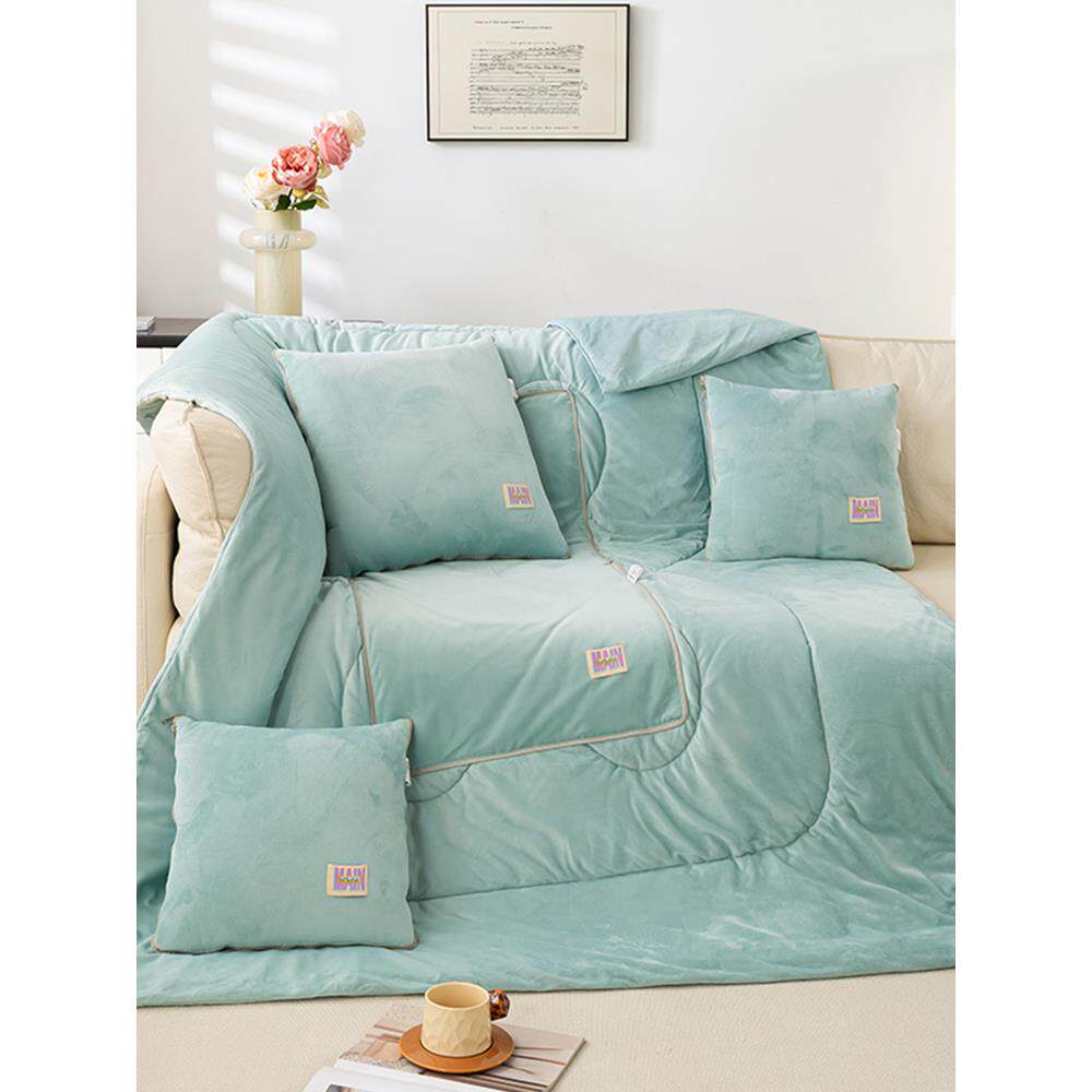 丝绒加厚水晶丝绒枕头被两用办公多功能午睡毯空调被子汽车坐垫