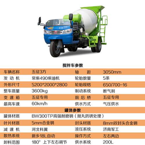 小用混凝型土搅拌车工地WXL五征全自动商砼运输车轮混泥三土搅拌