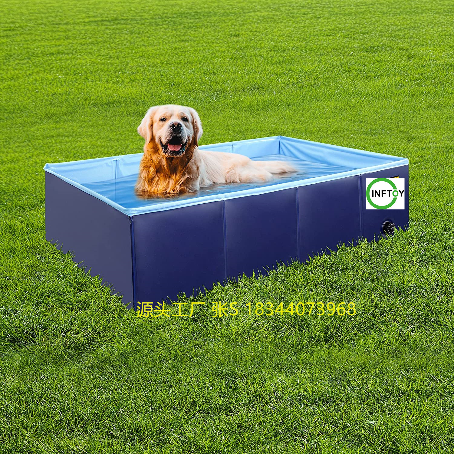 户外长方形游泳池宠物免充气浴缸水池宠物折叠水池动物方形洗澡盆