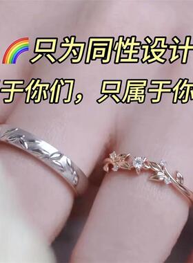 彩虹拉拉双女主情侣对戒原创设计LE戒指小众高级感独特纪念日礼物
