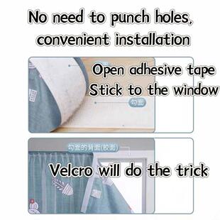 No Need to Punch Velcro Curtain Shading Yarn Window Curtains
