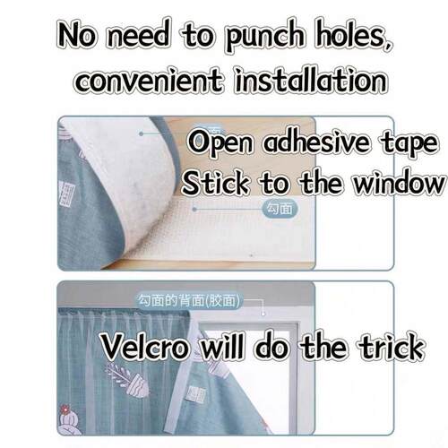 No Need to Punch Velcro Curtain Shading Yarn Window Curtains
