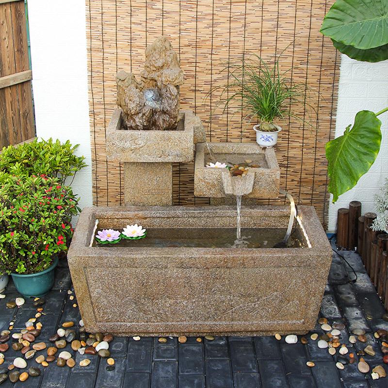 新中式庭院阳台假山流水鱼池摆件入户花园喷泉水系造景循环水装饰