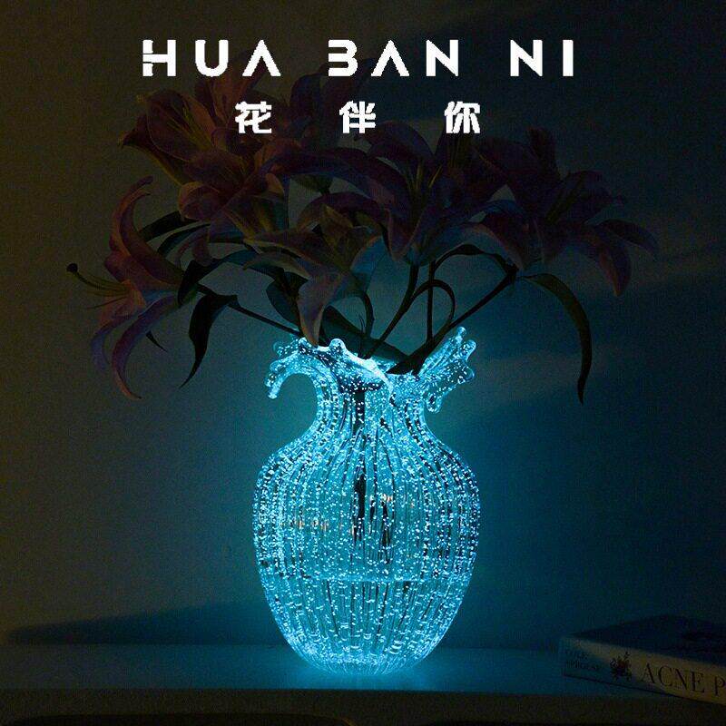 创意夜光浪花口玻璃花家居摆件猫爪荧光花漫天星玄关装饰玻璃
