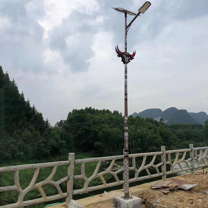 中JPG式鳞复古太阳能路苗族鱼纹特色路灯6米LED电感应锂灯回纹路