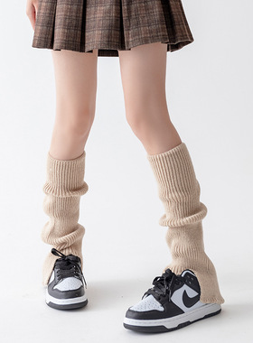 冬季腿套堆堆袜咖色阔腿袜套女季保针织腿套灰色堆堆袜中筒