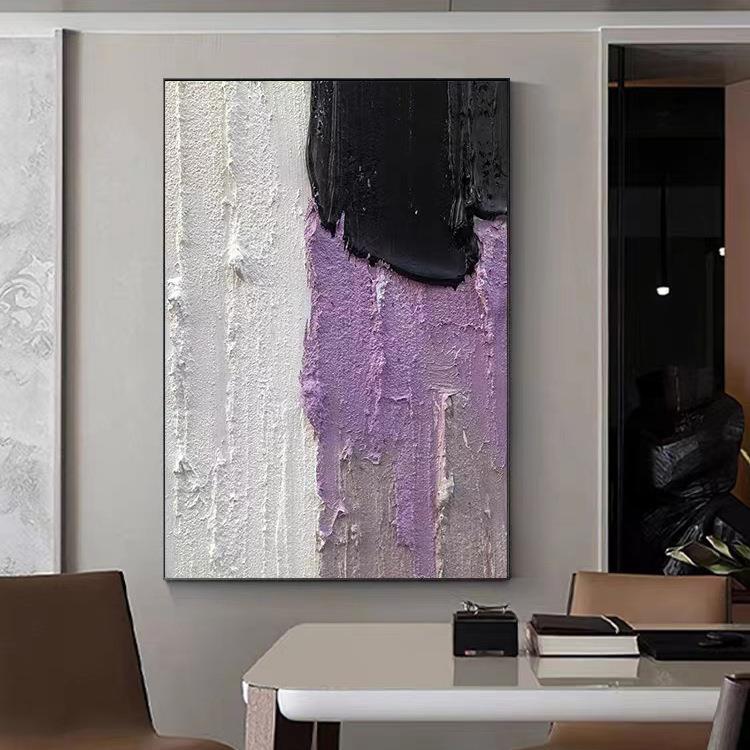 纯手绘高级灰色装饰画现代简约客厅玄关落地挂画立体肌理抽象油画