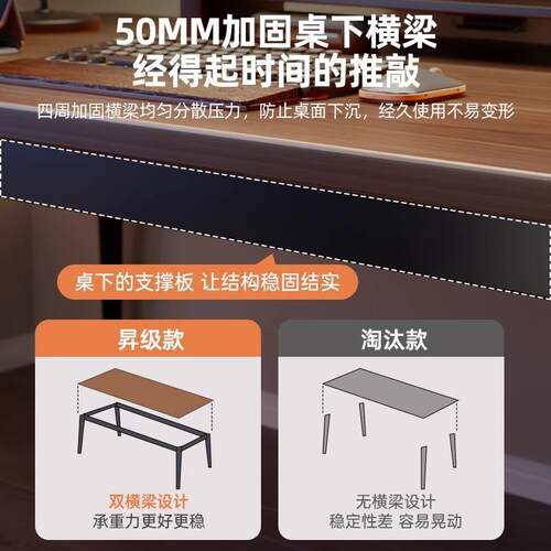书桌家用带书架台式写字桌椅卧室中古风工作台成人办公简易电脑桌