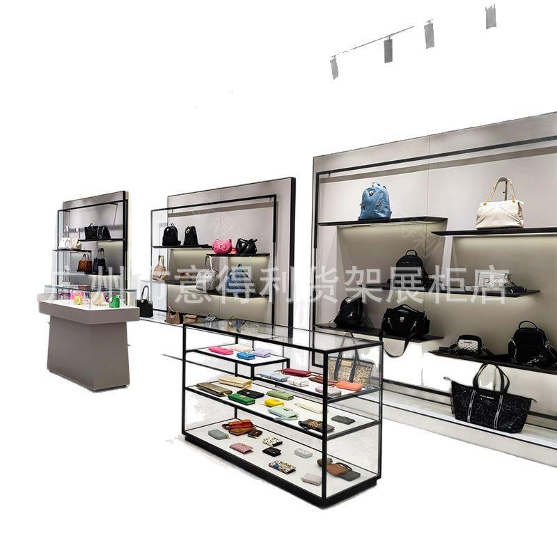 皮具公司展厅鞋子展示柜包包皮具店展示柜包包陈列柜木质烤漆展柜
