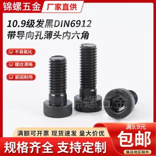10.9级带导孔薄头螺丝内六角DIN6912矮头螺钉低头螺栓M4568101216