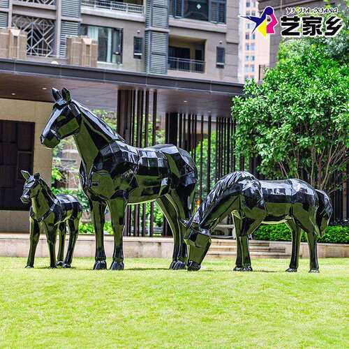抽象艺术玻璃钢马雕塑户外园林景观酒店大堂商业空间创意装饰摆件