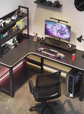 竞家用简约学生桌上书桌转角电拐角电脑桌书架桌l书桌书桌台式型