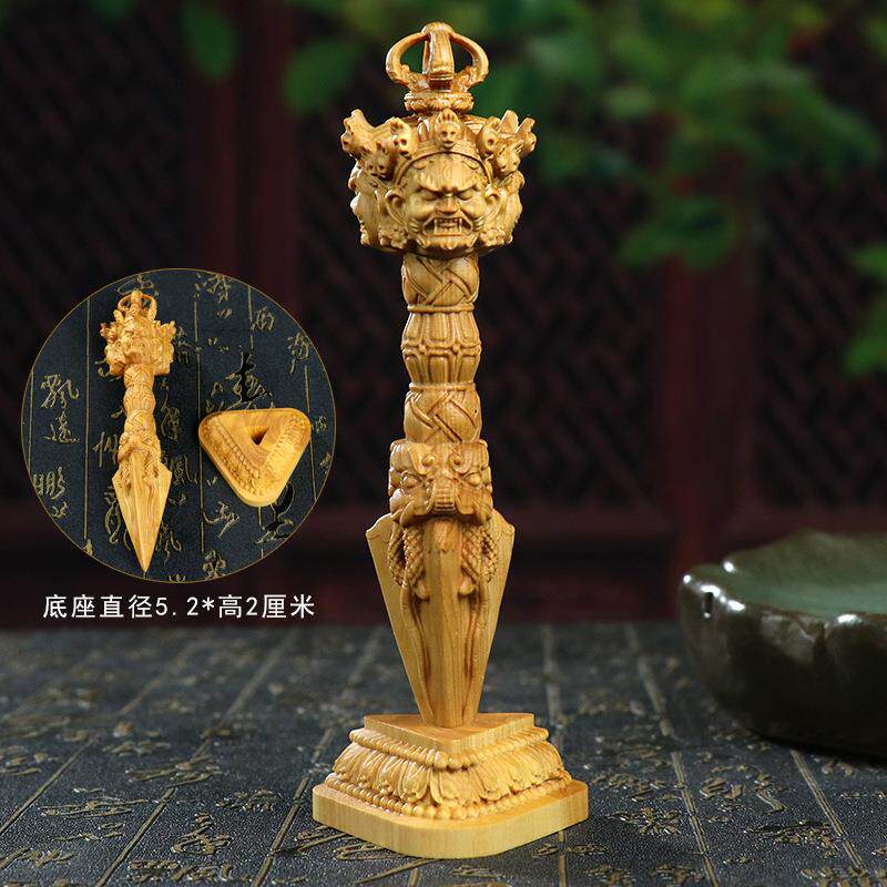黄杨木雕木质雕刻普巴金刚杵橛密宗法器摆件装饰品手把件挂件