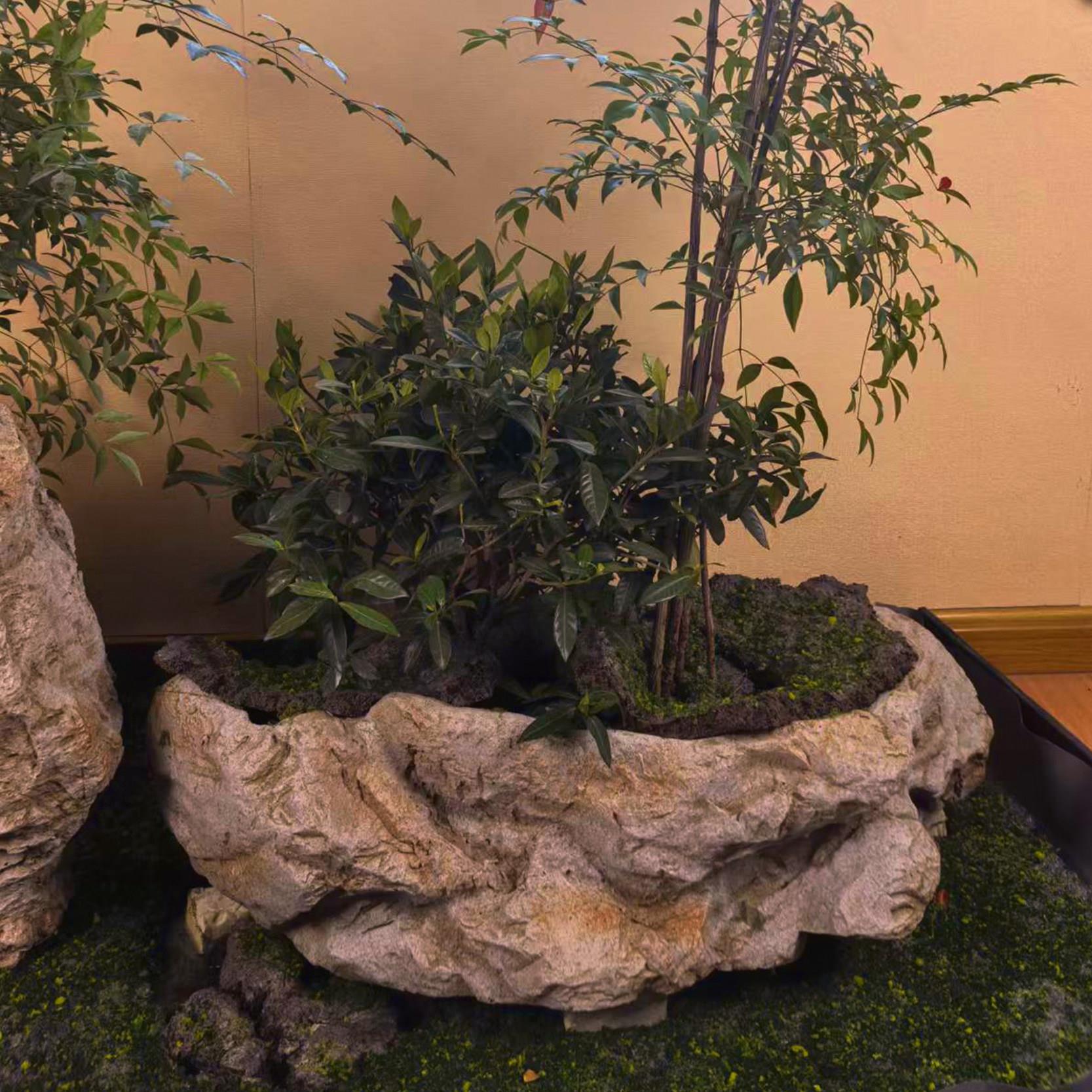 原石复刻仿石花盆室内造景复古花盆石创意花盆仿古花盆冷陶盆z-5