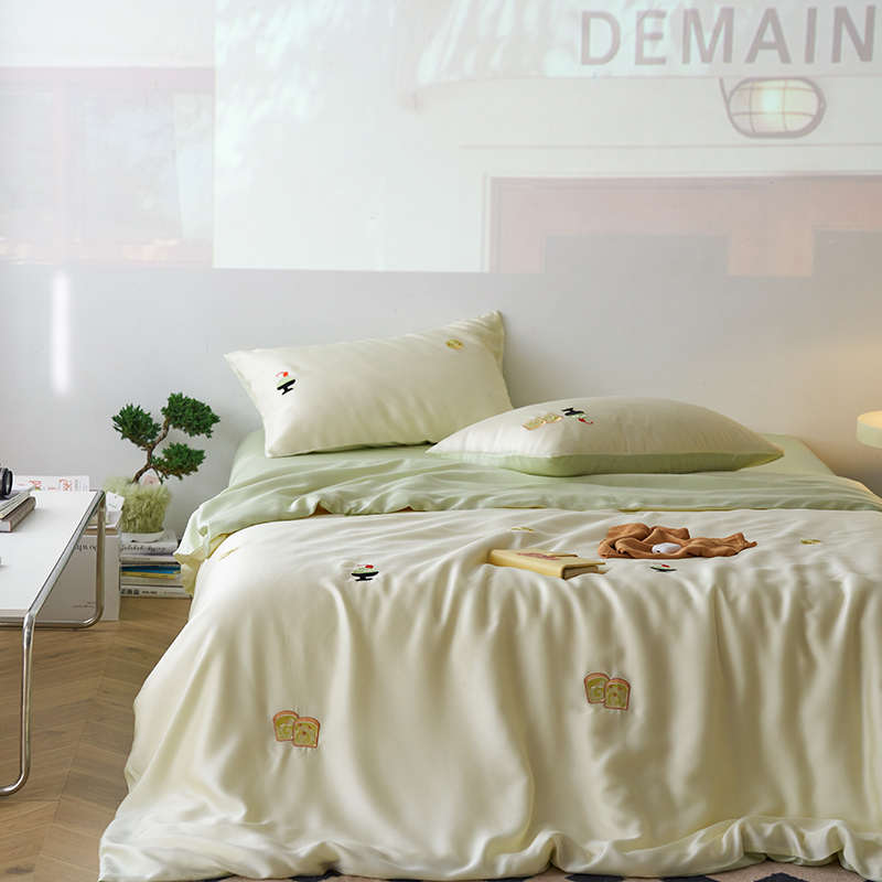 笠兰件套丝被套丝100四刺绣款天床卡通床单凉赛尔莱丝滑冰感精
