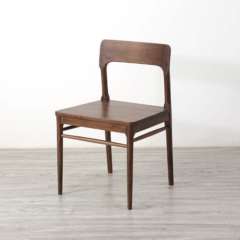 北美黑胡桃木餐椅家用餐厅靠背椅全实木简约卯榫小云椅樱桃木椅子