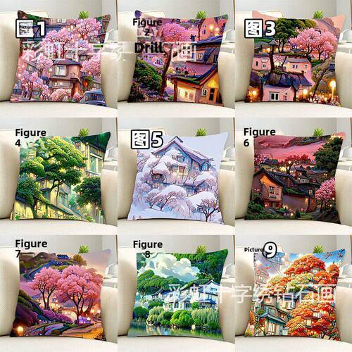 愈合风景枕头十字绣自绣DIY手工全绣绣花2022沙发靠垫棉
