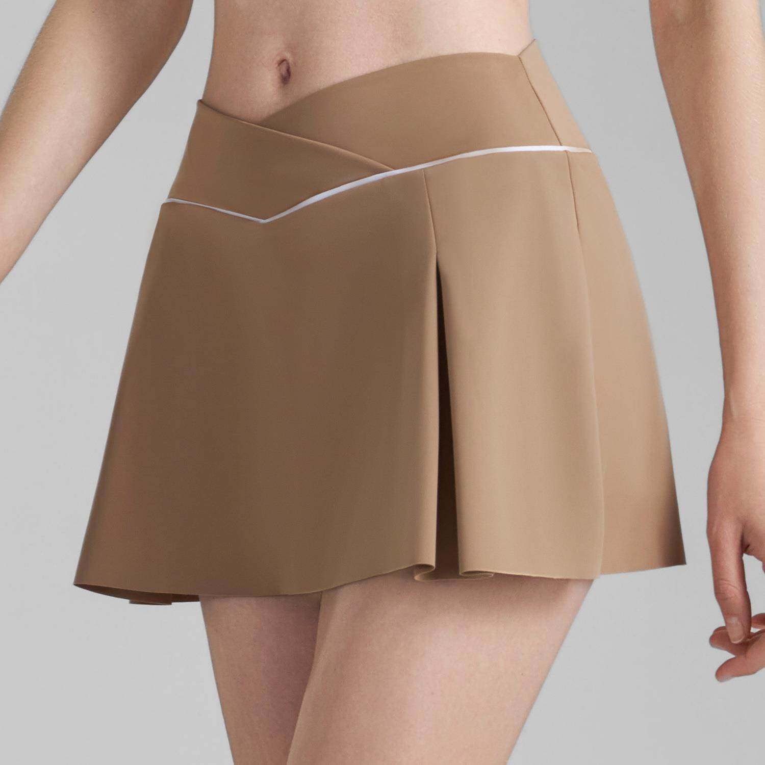 新款假两件瑜伽短裙2026防走光拼接网球裙交叉腰头跑步运动裙女士,运动/瑜伽/健身/球迷用品,瑜伽短裙,淘宝优惠券,粉丝福利购,淘宝优惠卷