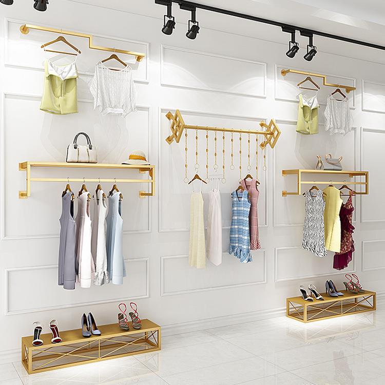 简约服装展示架上墙壁挂女装店铁艺货架展示架衣服架子挂衣架组合