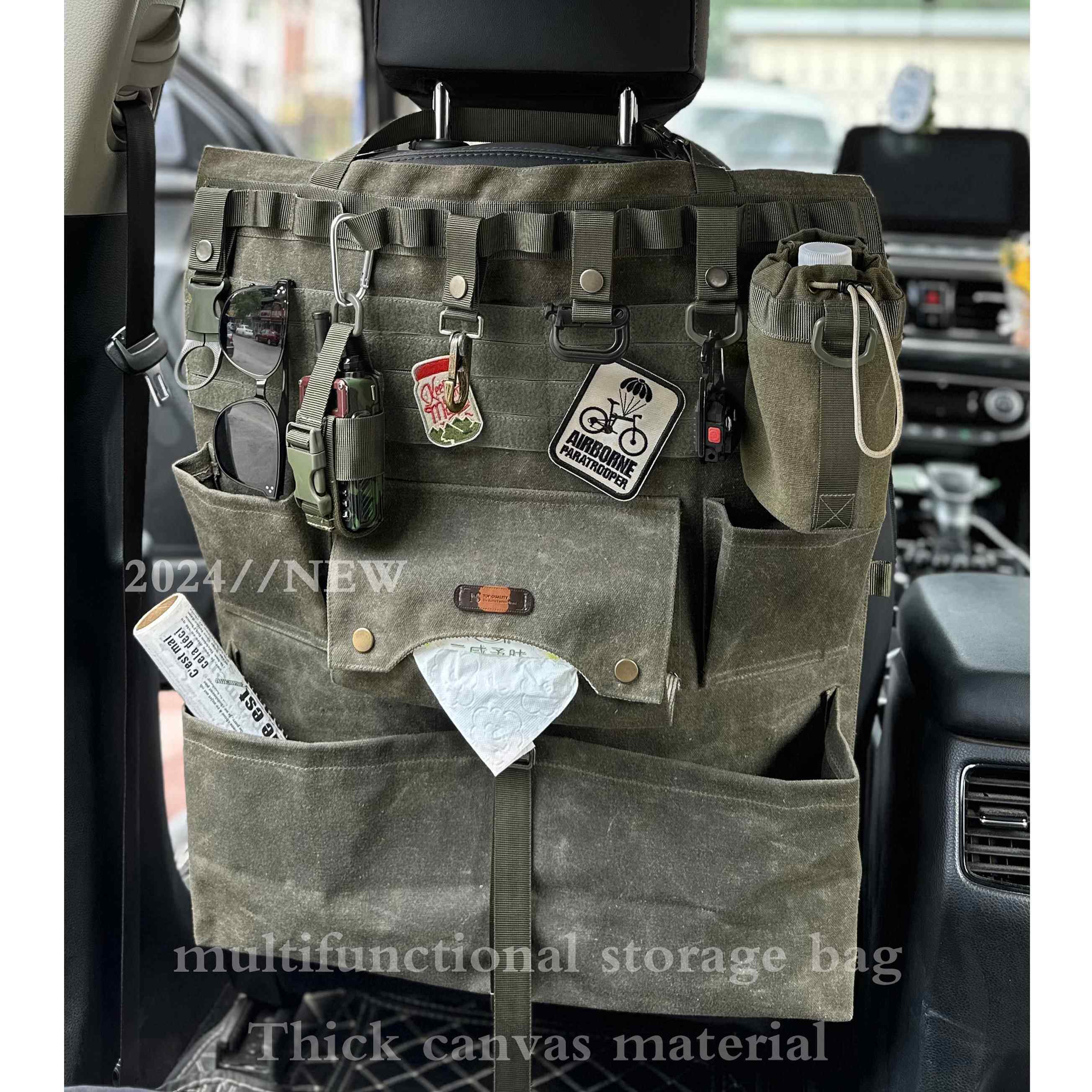 美式汽车椅背袋多功能车载靠背收纳挂袋野营户外墙挂式杂物置物袋
