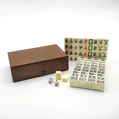 souvenir chinese mahjong game set english descrip wood case