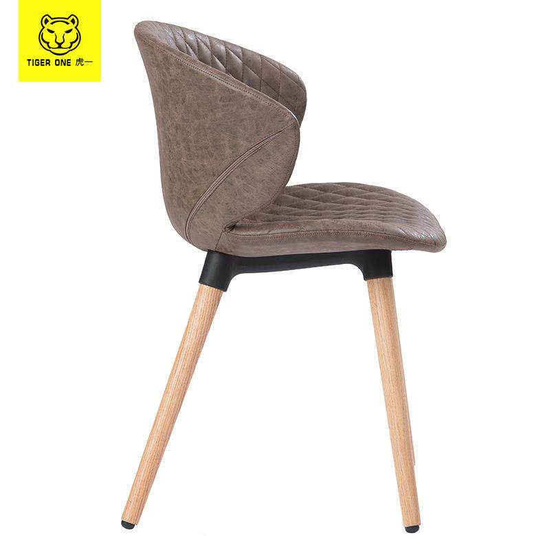 虎一办公家具实木脚办公洽谈椅子会议会客座椅咖啡吧台餐厅椅皮质