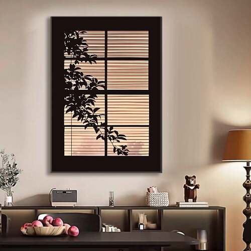 Z假窗户光影植物装饰画治愈系小清新客厅餐厅墙面挂画斗柜桌面