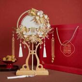 T5LP新娘团扇中式 婚礼喜扇送闺蜜结婚出嫁遮面扇子diy材料包秀禾