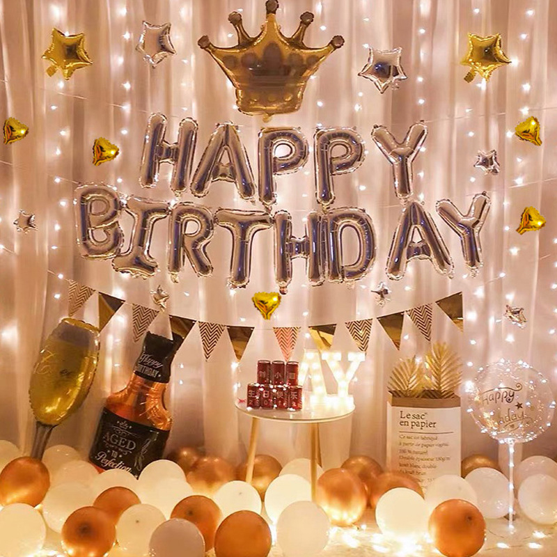 网红ins风生日气球套装 生日场地装饰布置 生日派对气球品质热销