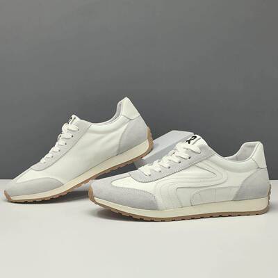 真皮板鞋男潮流百搭202春夏新款小白鞋男软底男鞋透气休闲帆布鞋