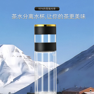 茶杯高端茶水分离杯2025新款 大容量高硼硅玻璃杯防摔防爆杯子229