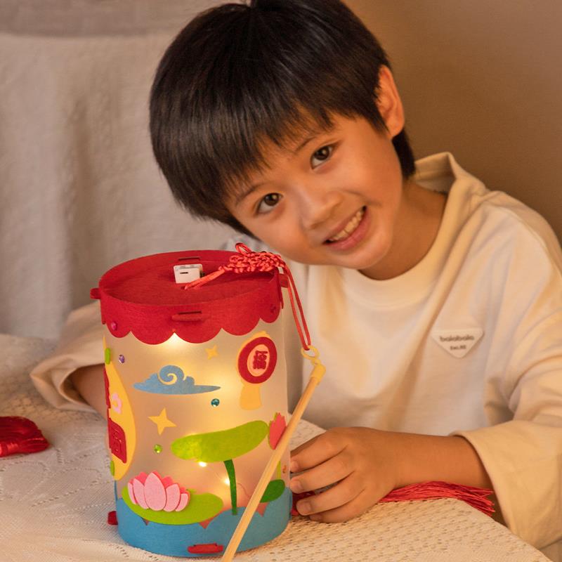 新年手工灯笼制作diy材料幼儿园儿童手提新中式福气桶创意花灯