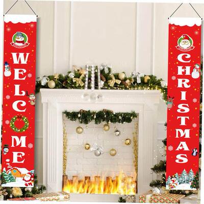 Christmas Couplet Door Curtain Porch decoration Flag Banner