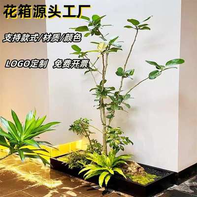 户外不锈钢花箱组合阳台外摆花盆弧形商业街隔断花坛种植箱定制