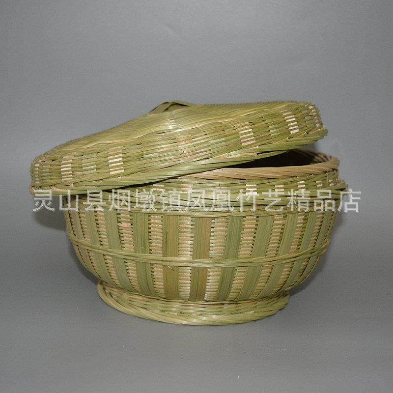 手工竹编制品鸡蛋收纳筐整理篮子礼品茶叶盒创意工艺品带盖圆形