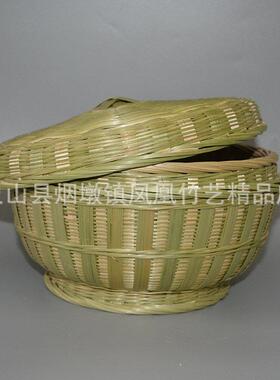 手工竹编制品鸡蛋收纳筐整理篮子礼品茶叶盒创意工艺品带盖圆形