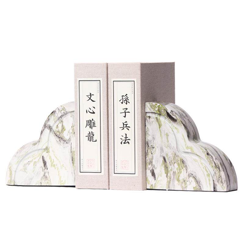 创意新中式现代简约树脂几何形状书档摆件样板房书房书架艺术装饰