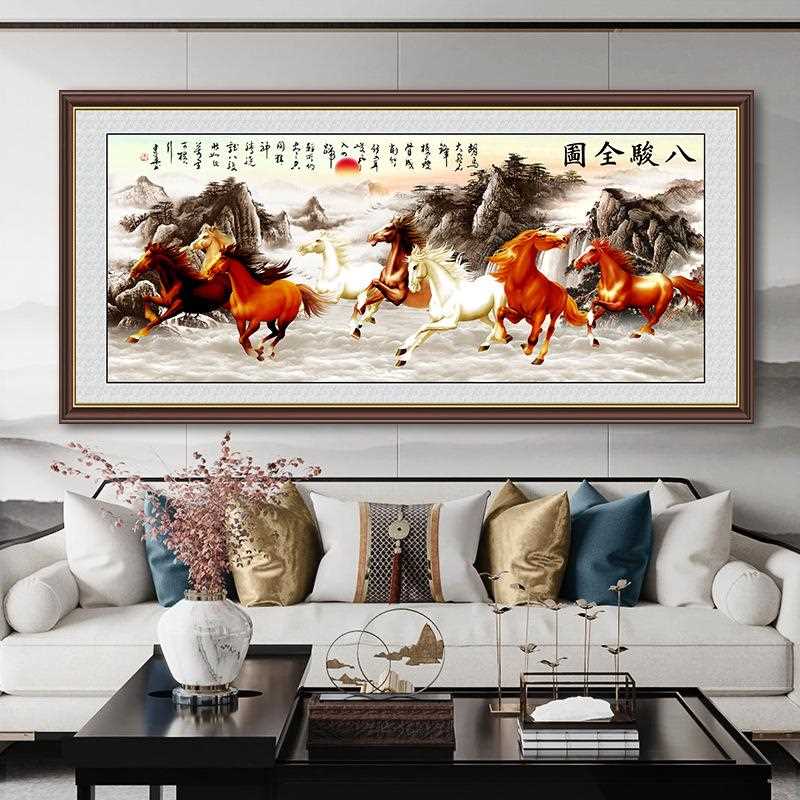 新款直销2022年八骏图十字绣新款马到成功自己线绣八匹马客厅大气